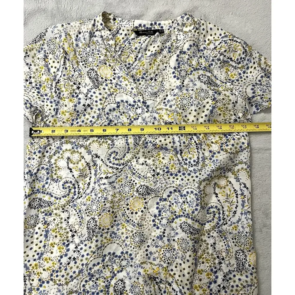 Massimo Dutti Sz US6 Blouse Yellow Blue Paisley Floral Resort Portugal Made Boho